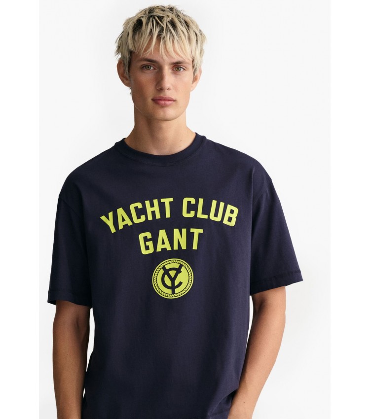 Men T-Shirts Yacht.Jersey DarkBlue Cotton GANT