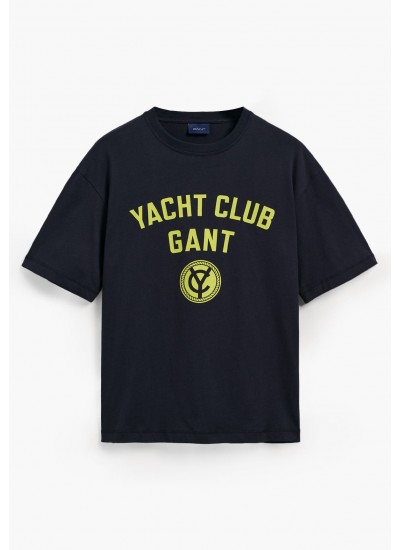 Men T-Shirts Yacht.Jersey DarkBlue Cotton GANT