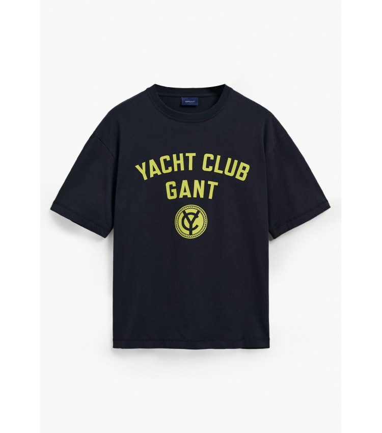 Ανδρικές Μπλούζες Yacht.Jersey Σκούρο Μπλε Βαμβάκι GANT