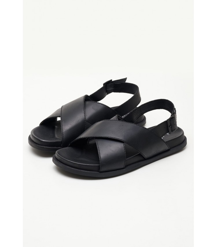 Men Flip Flops & Sandals 18100 Black Leather S.Oliver