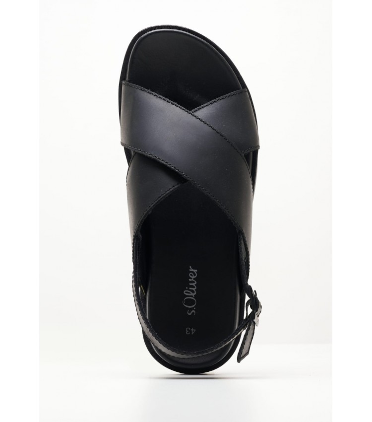 Men Flip Flops & Sandals 18100 Black Leather S.Oliver