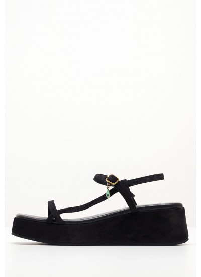 Women Platforms Low A78 Black Buckskin Komis and Komis