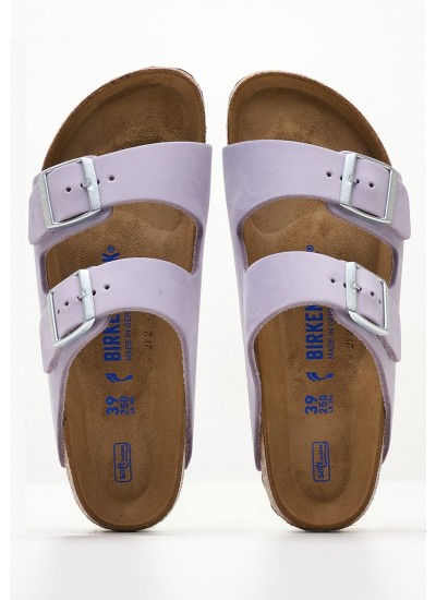 Γυναικεία Flats Arizona.Fog Μωβ Δέρμα Birkenstock