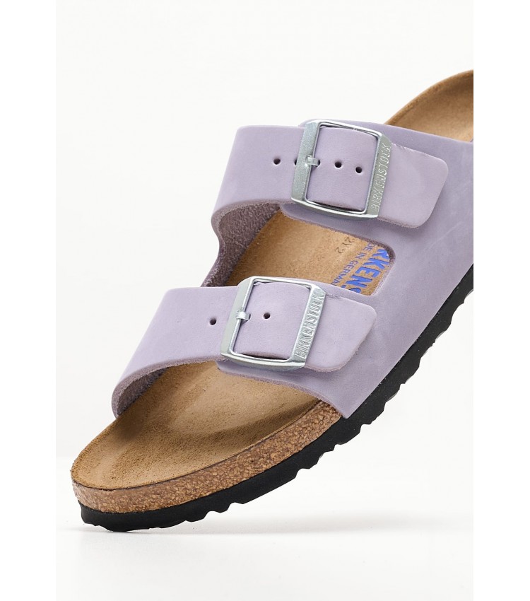 Γυναικεία Flats Arizona.Fog Μωβ Δέρμα Birkenstock