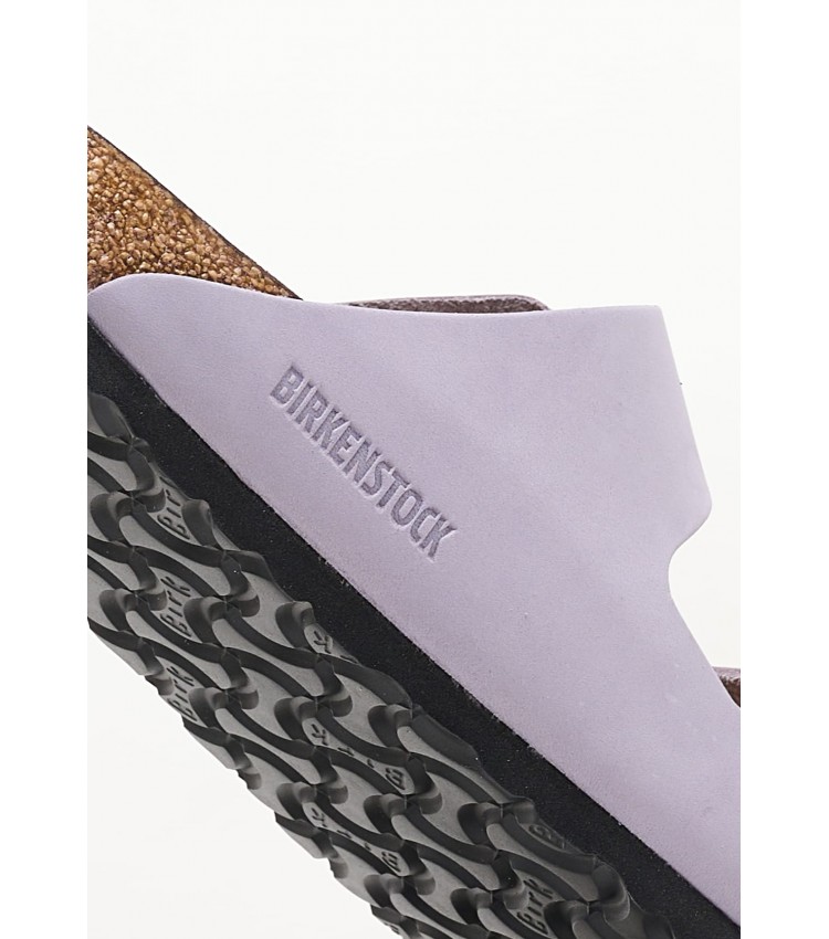 Γυναικεία Flats Arizona.Fog Μωβ Δέρμα Birkenstock