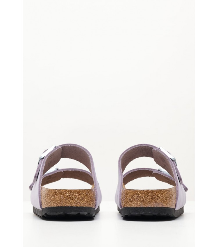 Γυναικεία Flats Arizona.Fog Μωβ Δέρμα Birkenstock