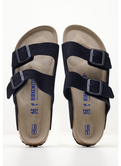 Men Flip Flops & Sandals Arizona.Midnight Blue Buckskin Birkenstock