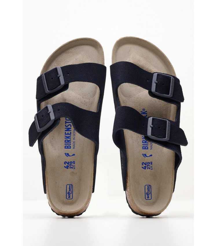 Men Flip Flops & Sandals Arizona.Midnight Blue Buckskin Birkenstock