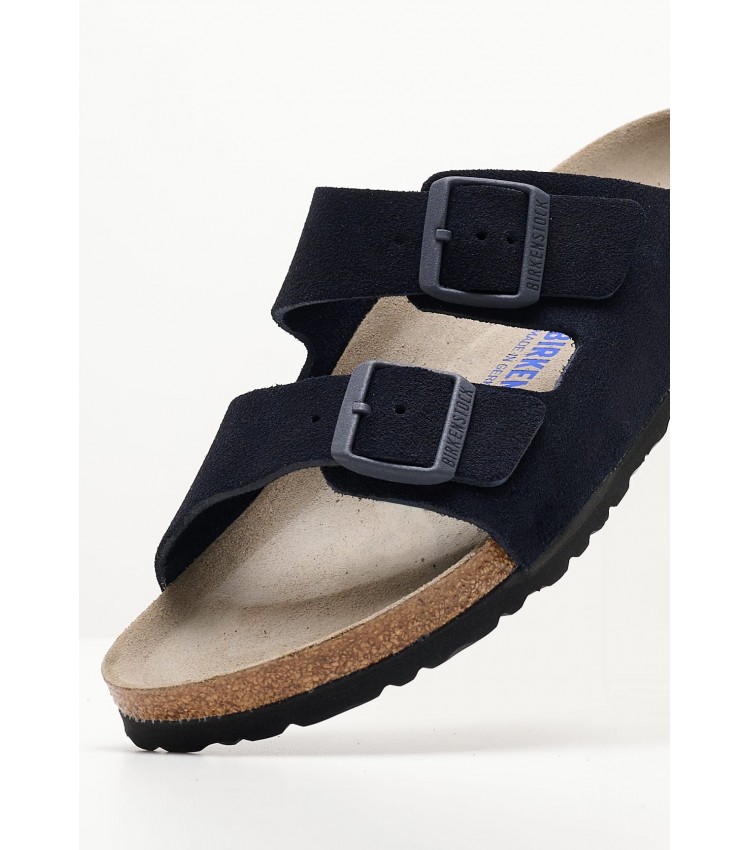 Men Flip Flops & Sandals Arizona.Midnight Blue Buckskin Birkenstock