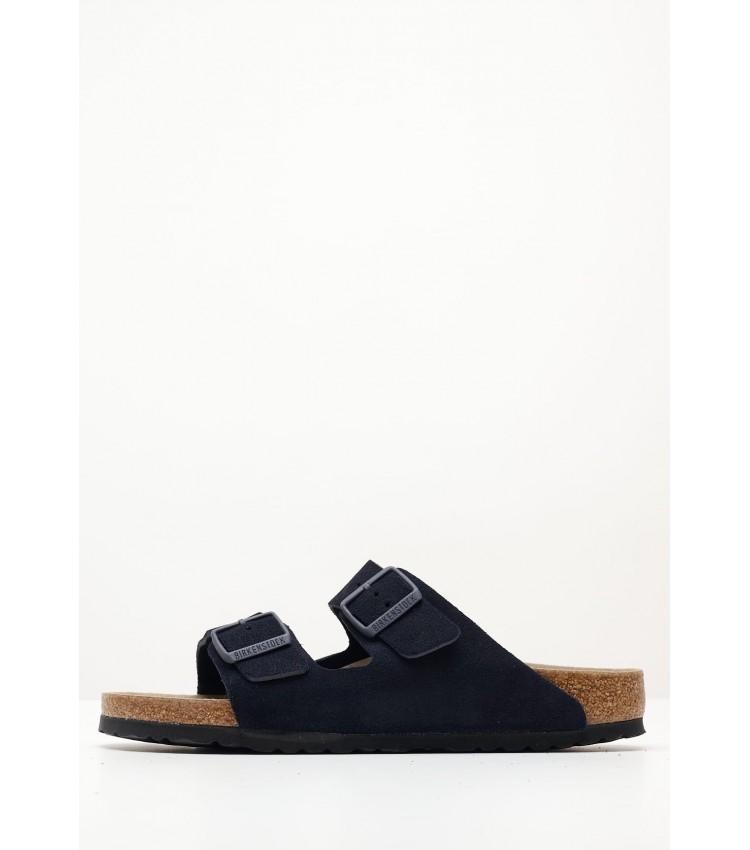 Men Flip Flops & Sandals Arizona.Midnight Blue Buckskin Birkenstock