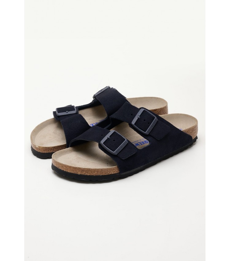 Men Flip Flops & Sandals Arizona.Midnight Blue Buckskin Birkenstock