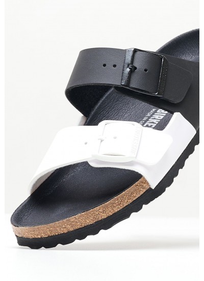 Women Flats Arizona.Split Black ECOleather Birkenstock