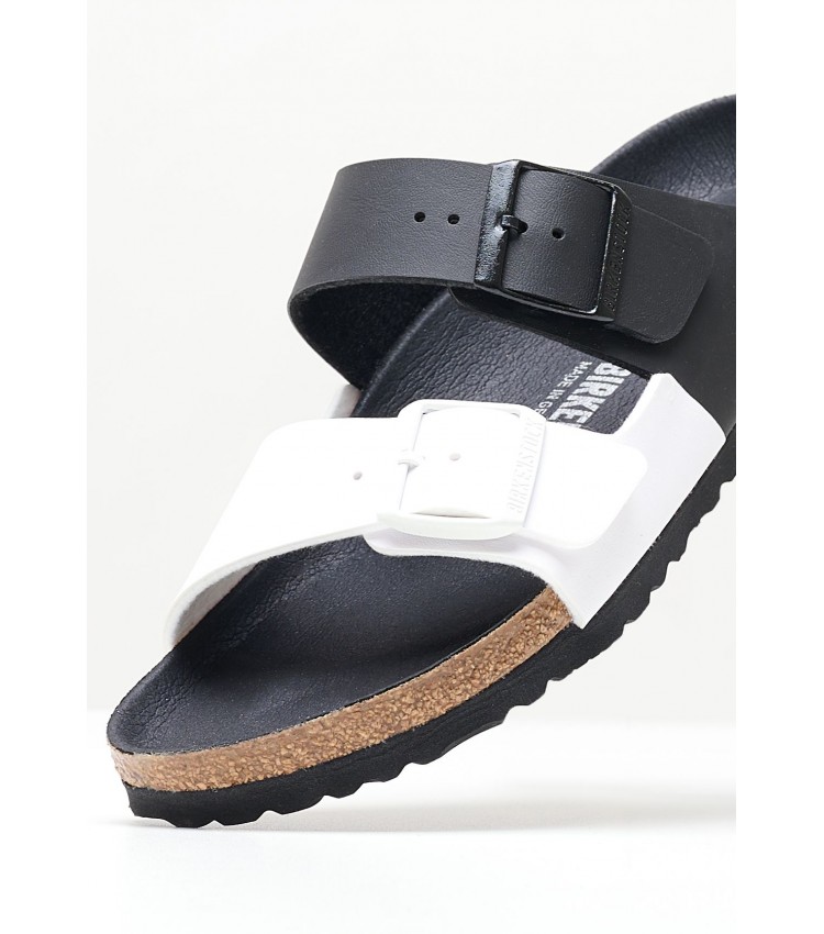 Women Flats Arizona.Split Black ECOleather Birkenstock