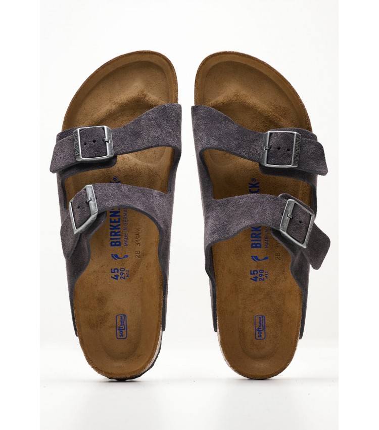 Men Flip Flops & Sandals Arizona.Velvet Grey Buckskin Birkenstock