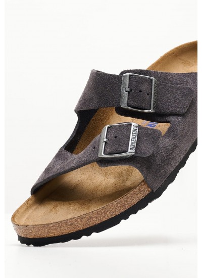 Men Flip Flops & Sandals Arizona.Velvet Grey Buckskin Birkenstock