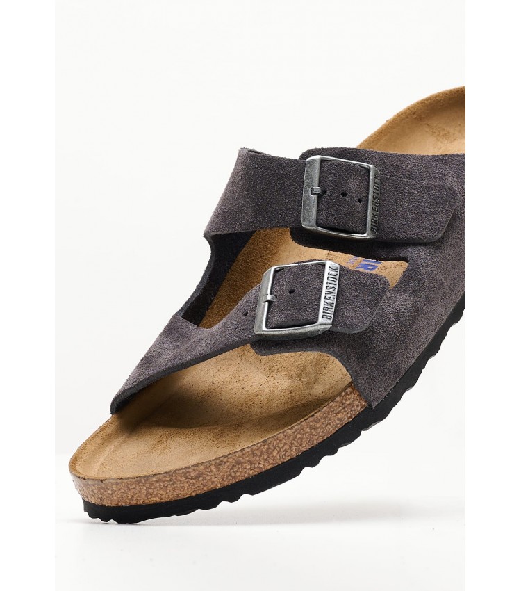 Men Flip Flops & Sandals Arizona.Velvet Grey Buckskin Birkenstock