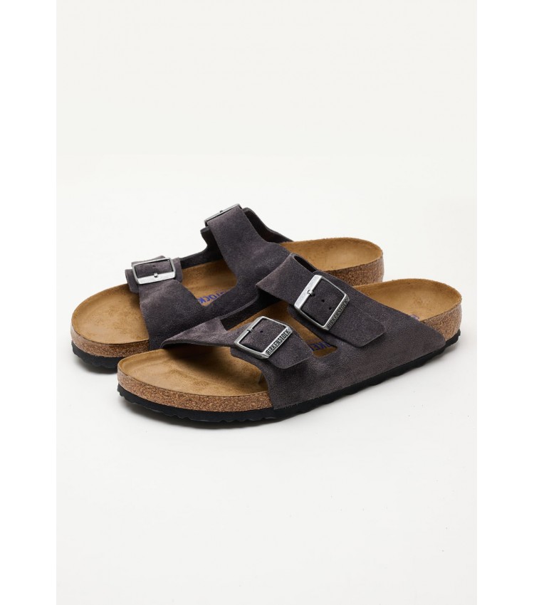 Men Flip Flops & Sandals Arizona.Velvet Grey Buckskin Birkenstock