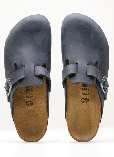 Ανδρικές Παντόφλες Σπιτιού Boston.Leo.M Μαύρο Δέρμα Birkenstock