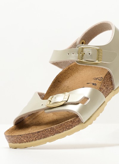 Kids Flip Flops & Sandals Paganisa Gold Leather Mood