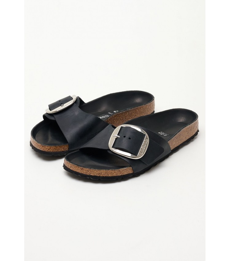 Γυναικεία Flats Madrid.Hex.Bl Μαύρο Δέρμα Λαδερό Birkenstock