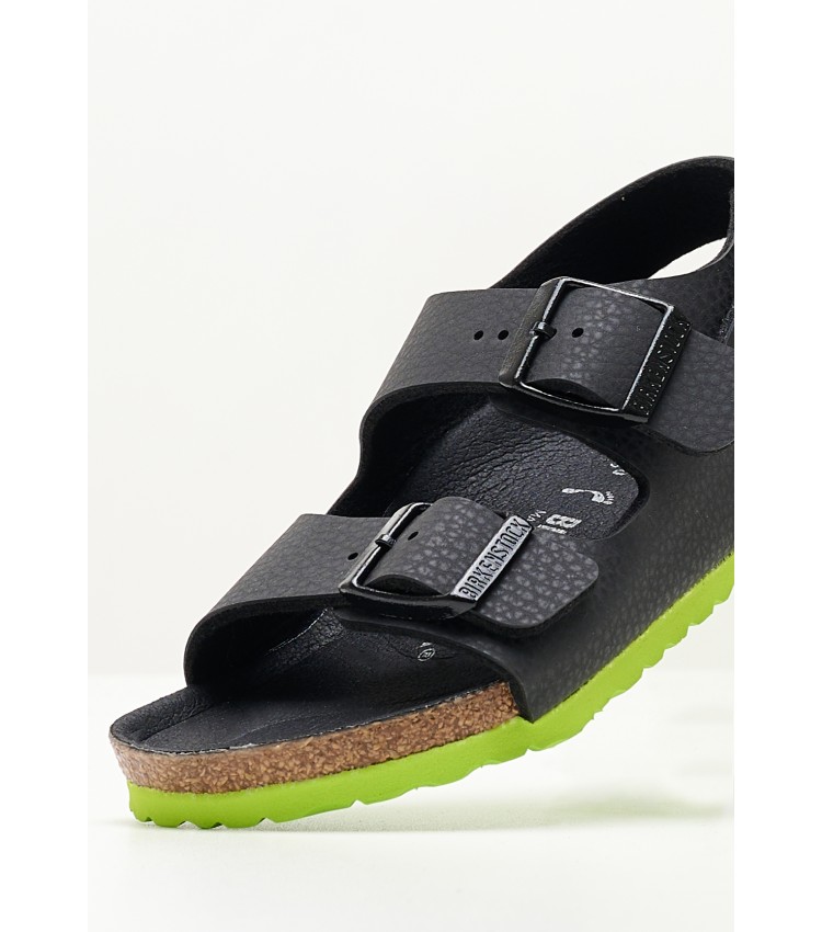 Kids Flip Flops & Sandals Milano.Desert Black ECOleather Birkenstock