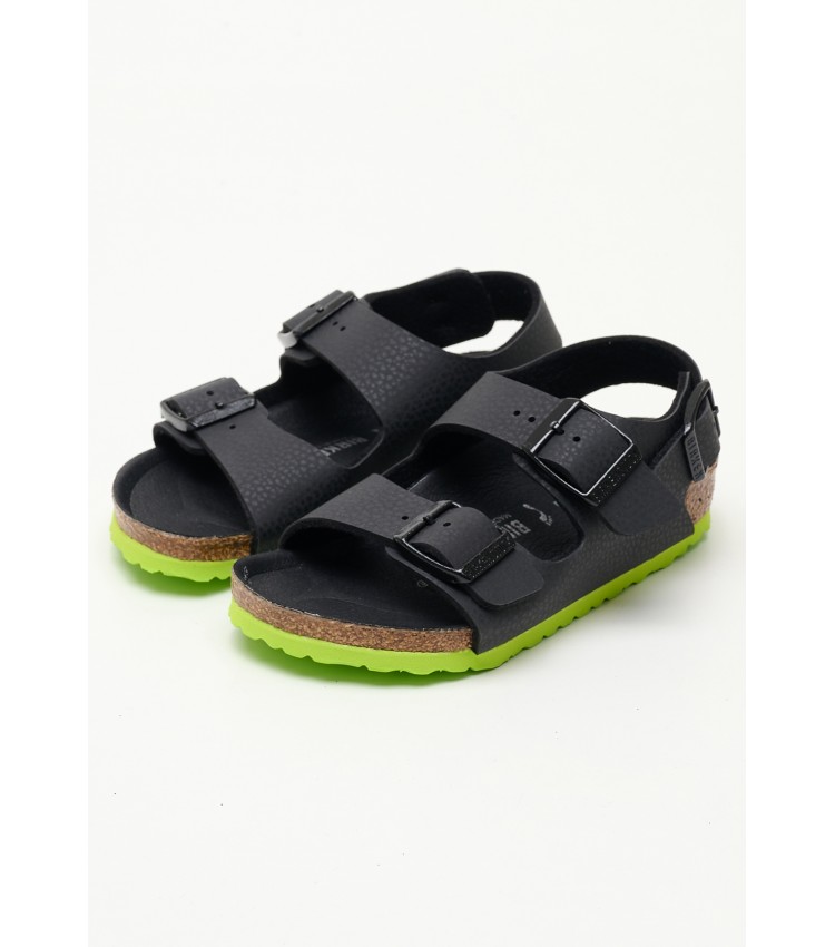 Kids Flip Flops & Sandals Milano.Desert Black ECOleather Birkenstock