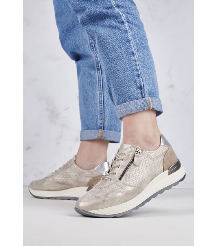 Women Casual Shoes 25645 Silver Leather 24HRS
