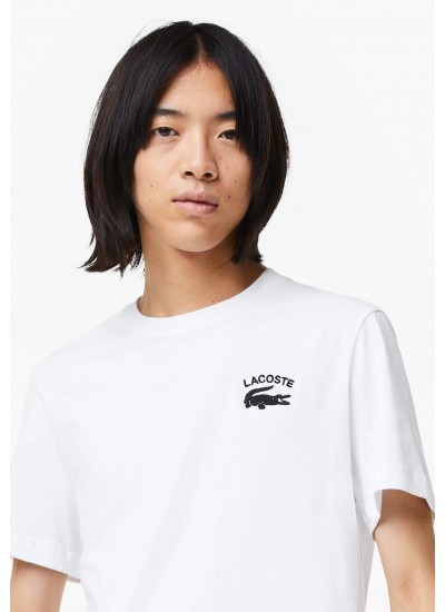 Ανδρικές Μπλούζες TH9665 Άσπρο Βαμβάκι Lacoste