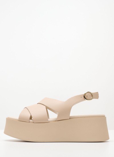 Women Platforms High 607.14 Gold Leather Mortoglou