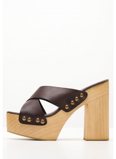 Women Mules Eulalia.Platforms Brown Leather Jeffrey Campbell