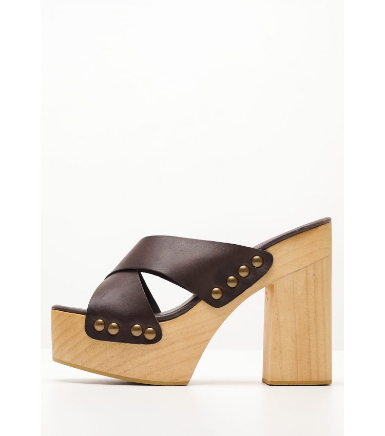 Women Mules Eulalia.Platforms Brown Leather Jeffrey Campbell