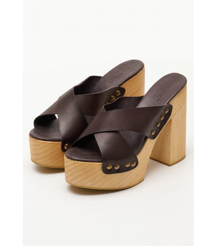 Women Mules Eulalia.Platforms Brown Leather Jeffrey Campbell