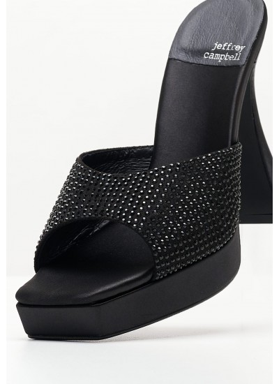 Women Mules Hollywood Black Fabric Jeffrey Campbell