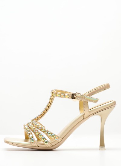 Women Sandal High Mamba.Pat Beige Shiny Leather Jeffrey Campbell