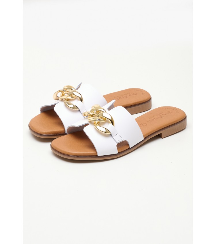 Women Flats 3054 White Leather Eva Frutos