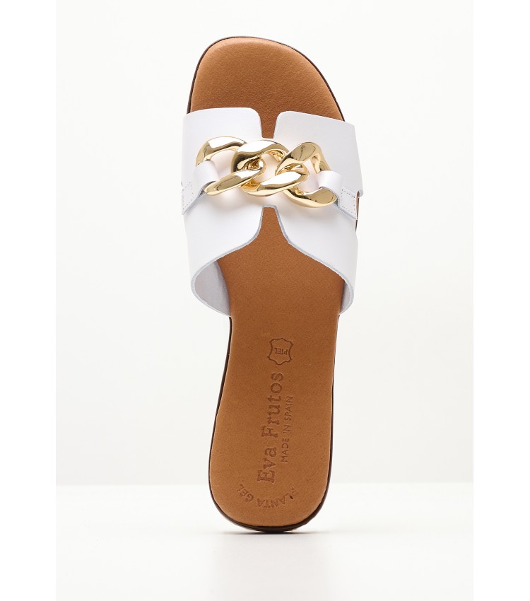 Women Flats 3054 White Leather Eva Frutos