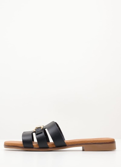 Γυναικεία Flats 3075 Μαύρο Δέρμα Eva Frutos