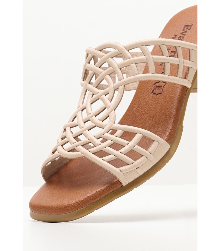 Women Mules 3456 Beige Leather Eva Frutos