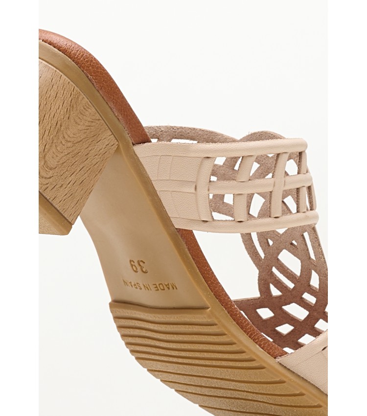 Women Mules 3456 Beige Leather Eva Frutos