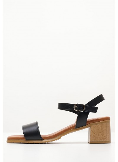 Women Sandals 3490 Black Leather Eva Frutos