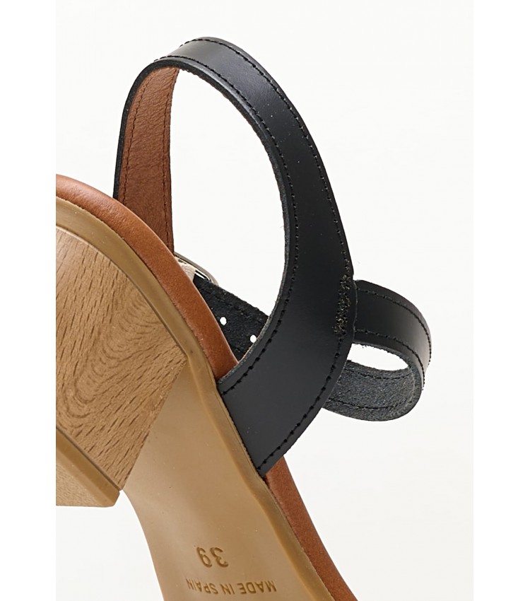 Women Sandals 3490 Black Leather Eva Frutos