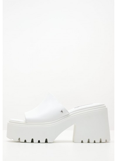 Γυναικεία Mules Zania.Strip Ασημί Δέρμα Carmens