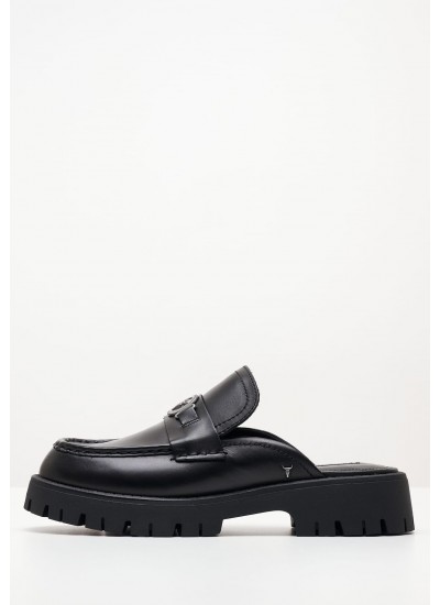 Γυναικεία Mules Zania.Strip Ασημί Δέρμα Carmens