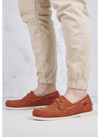 Men Sailing shoes Port.Fleshout Orange Buckskin Sebago
