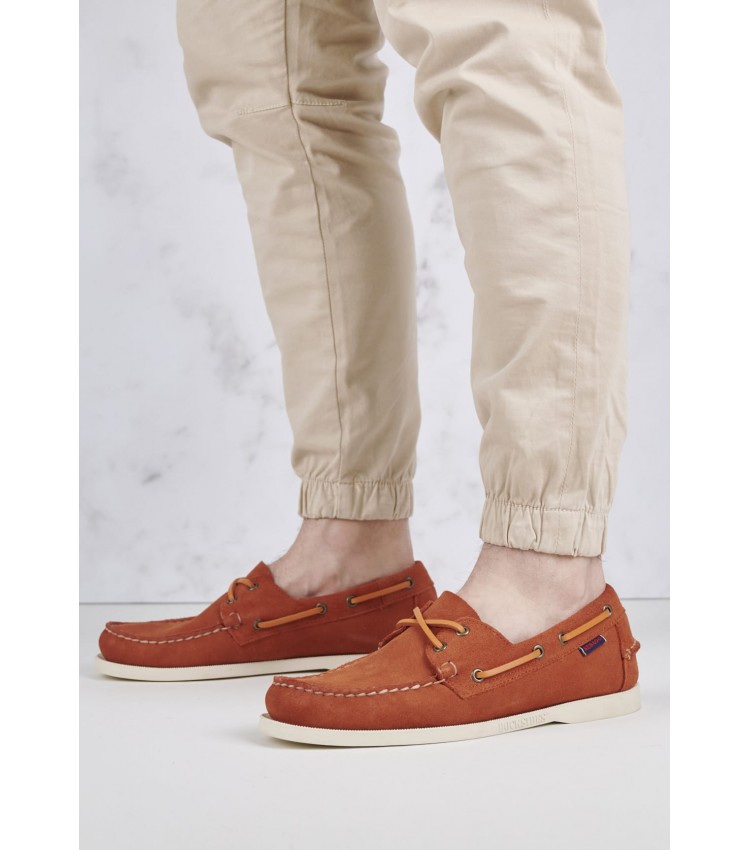 Men Sailing shoes Port.Fleshout Orange Buckskin Sebago