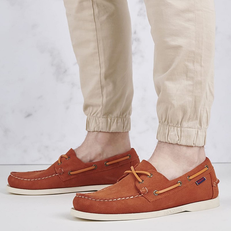 Men Sailing shoes Port.Fleshout Orange Buckskin Sebago