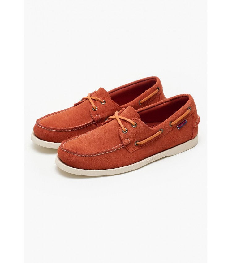 Men Sailing shoes Port.Fleshout Orange Buckskin Sebago