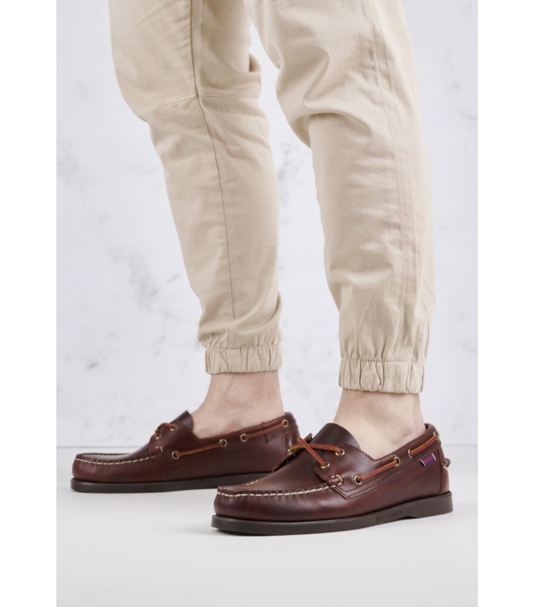 Men Sailing shoes Portland.Dock Brown Leather Sebago