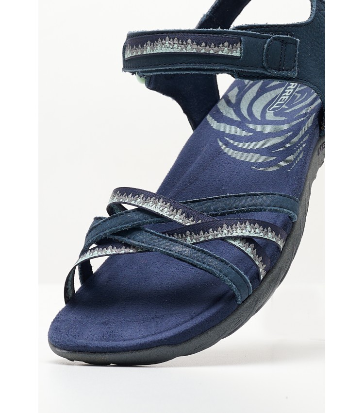 Women Flip Flops & Sandals Terran3 Blue Oily Leather Merrell