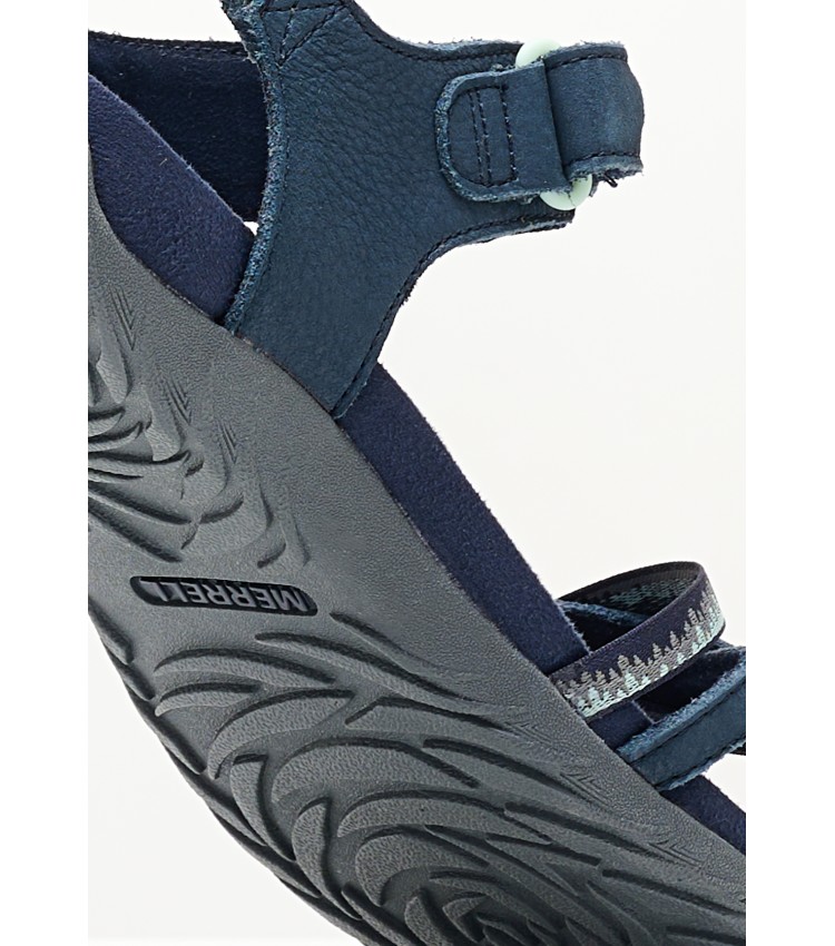 Women Flip Flops & Sandals Terran3 Blue Oily Leather Merrell